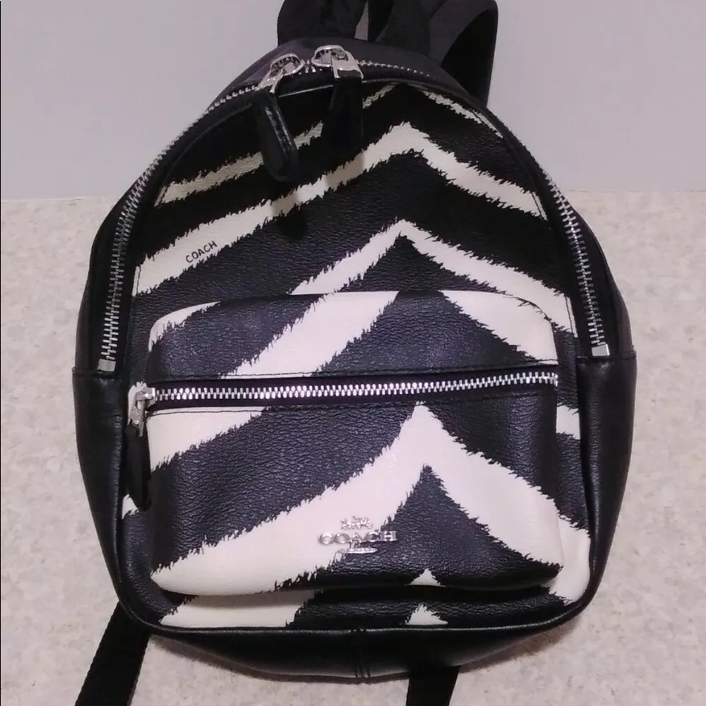 Coach Mini Charlie Backpack Zebra Print Leather